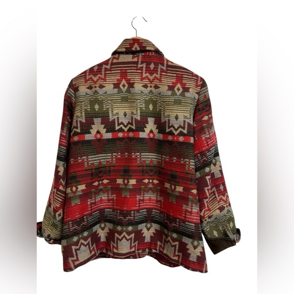 Coldwater Creek Aztec Western Jacket Women's 18W Red Wool Blend Button Front - Picture 7 of 10